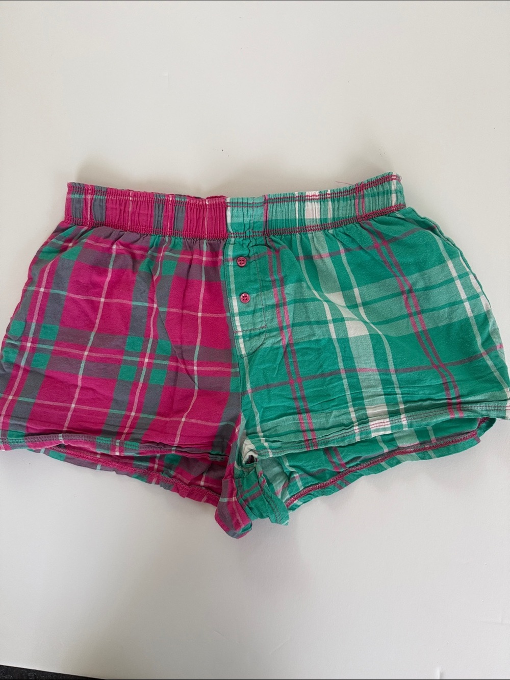 Women’s Plaid Split-Color Cotton Shorts - set of 3